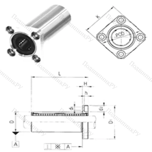 Подшипник шариковый линейный LMEK 60LUU от производителя  Samick
