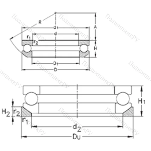 Подшипник шариковый упорный 53408+U 408 от производителя  NKE Подшипник шариковый упорный 53408+U 408 от производителя  NKE
