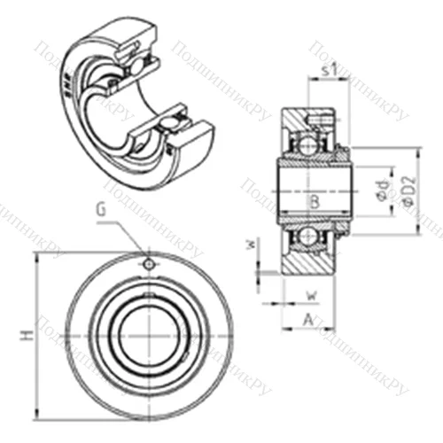 Подшипниковый узел шариковый радиальный UKC 319H от производителя  SNR