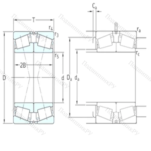 Подшипник роликовый радиально-упорный спаренный 32936/DF