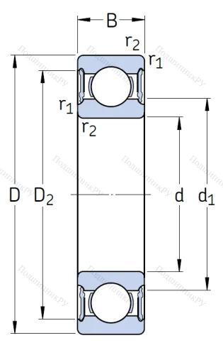 Однорядный шариковый подшипник 61800 2RS 1 от производителя  SKF Однорядный шариковый подшипник 61800 2RS 1 от производителя  SKF