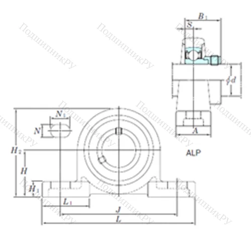Подшипниковый узел шариковый радиальный ALP 204-12 от производителя  KOYO