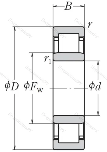 Роликовый цилиндрический подшипник NU 307 EW C 3 от производителя  NSK