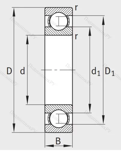 Однорядный шариковый подшипник 6222 от производителя  FAG
