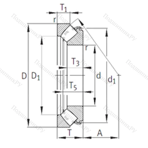 Подшипник роликовый упорно-радиальный 29416-E 1 от производителя  INA
