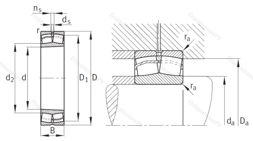 Сферический роликовый подшипник с конической посадкой на вал 21312 E 1 XL K от производителя  FAG