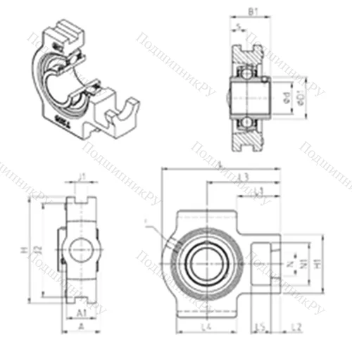 Подшипниковый узел шариковый радиальный UCT 214 от производителя  SNR