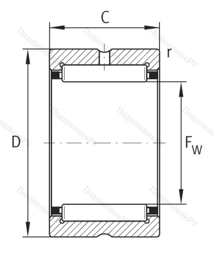 Игольчатый подшипник NK 100/26 XL от производителя  INA