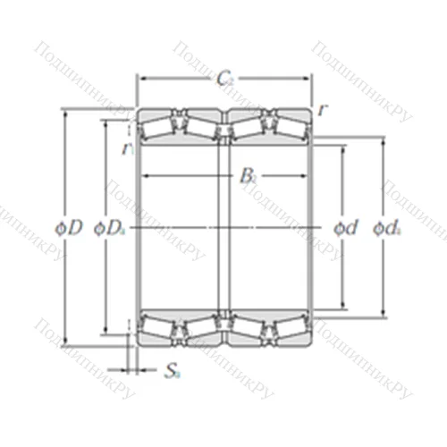 Подшипник роликовый радиально-упорный T-E-HM 256849D/HM 256810/HM 256810DG 2 от производителя  NTN