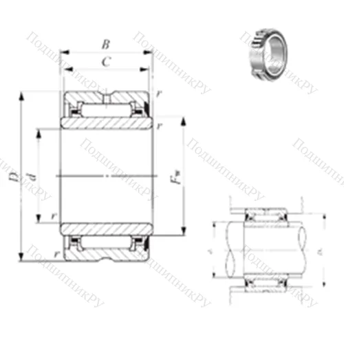 Подшипник игольчатый радиальный NA 6902U