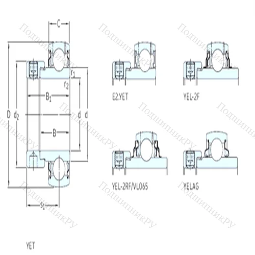 Подшипник шариковый радиальный YET 207-107 от производителя  SKF