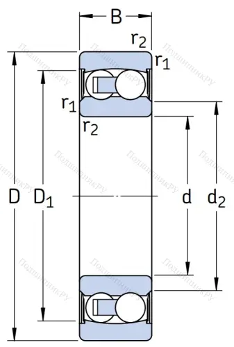 Двухрядный шариковый подшипник 2204 E 2RS 1TN 9 от производителя  SKF