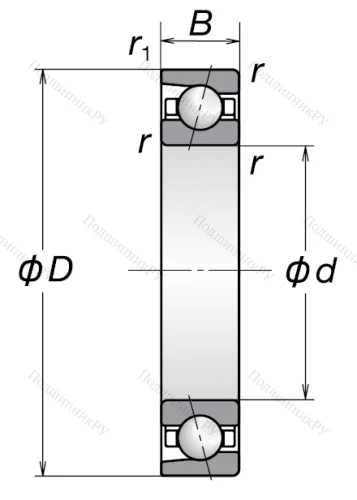 Однорядный шариковый подшипник 7204 BW от производителя  NSK