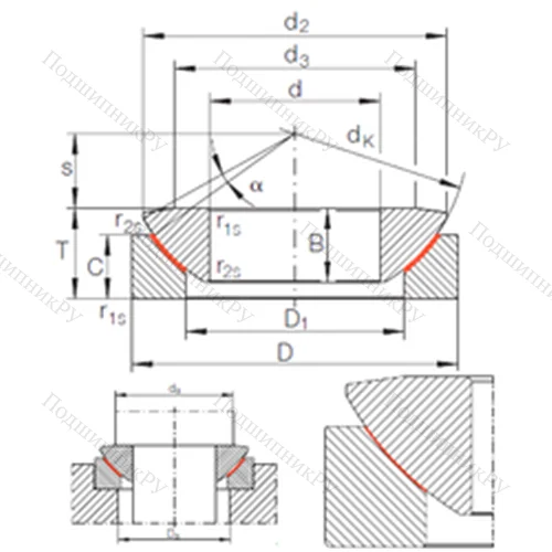Подшипник скольжения сферический GE 17 AW от производителя  INA Подшипник скольжения сферический GE 17 AW от производителя  INA