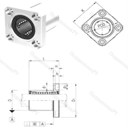Подшипник шариковый линейный LMEK 25 от производителя  Samick