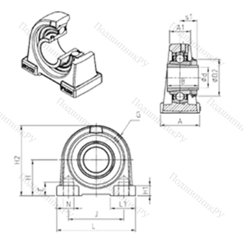 Подшипниковый узел шариковый радиальный UKPA 211H от производителя  SNR