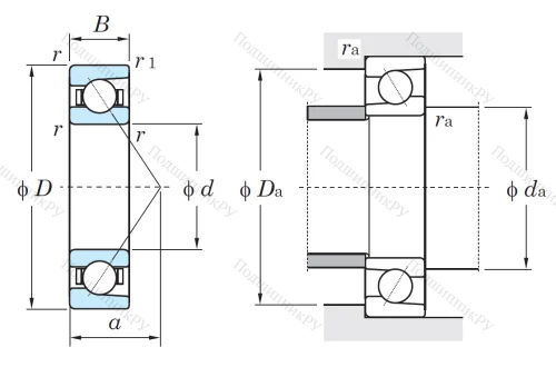 Однорядный шариковый подшипник 7212 B от производителя  KOYO