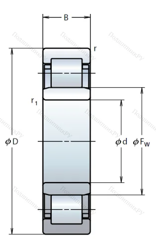 Роликовый цилиндрический подшипник NU 2306 W от производителя  NSK