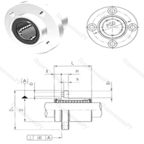 Подшипник шариковый линейный LMFP 25 от производителя  Samick