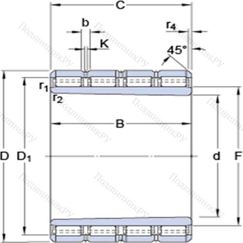Четырёхрядные цилиндрические роликоподшипники