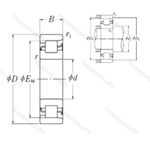 Подшипник роликовый радиальный NF 224