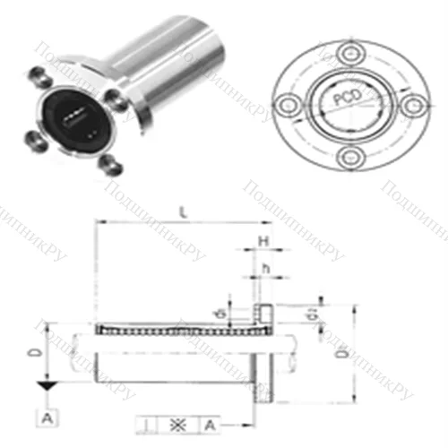 Подшипник шариковый линейный LMEF 8LUU от производителя  Samick