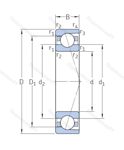 Однорядный шариковый подшипник 7313 BECBP от производителя  SKF