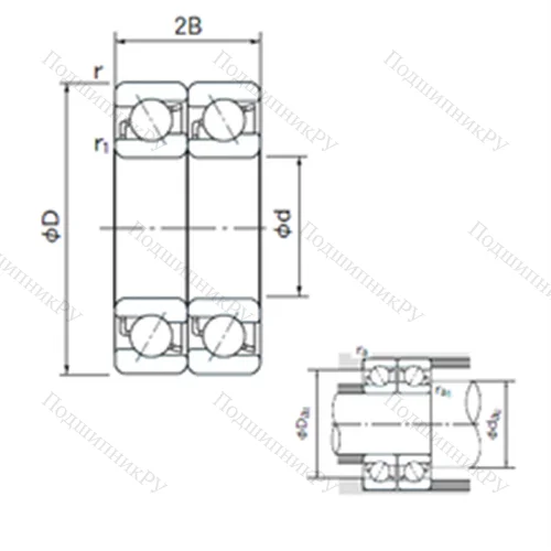 Подшипник шариковый радиально-упорный спаренный 7206BDT
