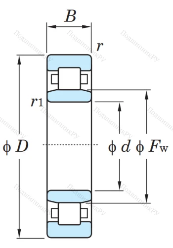 Роликовый цилиндрический подшипник NU 307 от производителя  KOYO