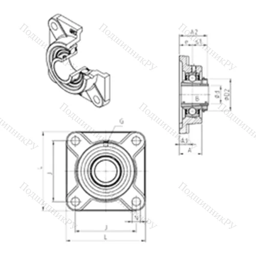 Подшипниковый узел шариковый радиальный UKF 317H от производителя  SNR