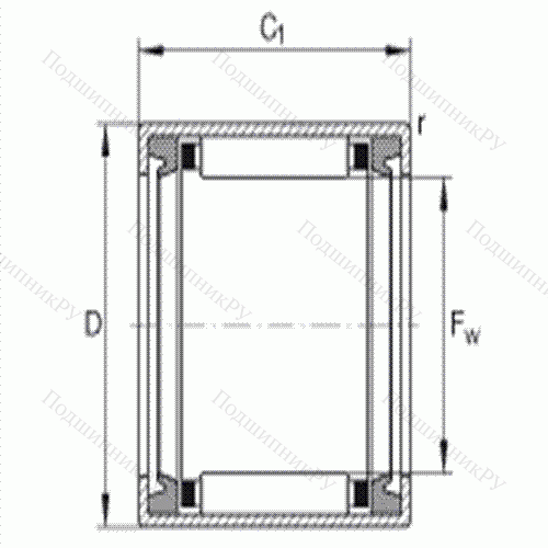Подшипник роликовый игольчатый с одним наружным штампованным кольцом HK 1416-2RS