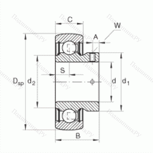 Подшипник шариковый закрепляемый AY 17-NPP-B от производителя  INA Подшипник шариковый закрепляемый AY 17-NPP-B от производителя  INA