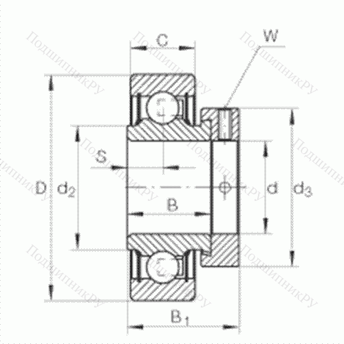 Подшипник шариковый закрепляемый RA 104-NPP от производителя  INA Подшипник шариковый закрепляемый RA 104-NPP от производителя  INA